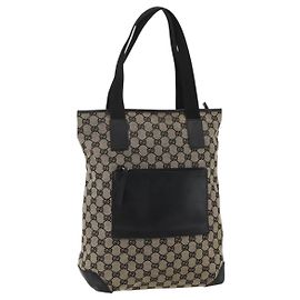 Borsa Tote in Tela GG Gucci Beige Argento 019 0401 Auth 175709