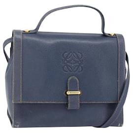 Borsa a mano LOEWE in pelle 2 in 1 blu navy oro Auth YKZ1337A