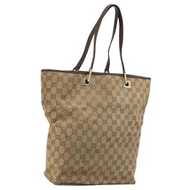 Borsa Tote GG in Tela Gucci Beige Oro 001 1098 Auth 175775