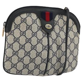 Bolso de Hombro Gucci GG Supreme Sherry Line PVC Marino Oro 98 02 047 Auth 175634