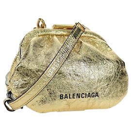 Borsa a spalla Cloud Coin in pelle Balenciaga oro 618915 Auth YKZ1511A