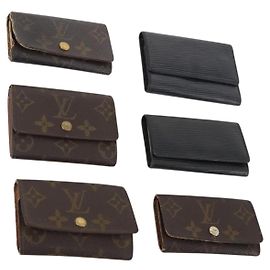 LOUIS VUITTON Monogram Epi Key Case 6 Set Black LV Auth BA12176