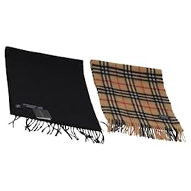 Sciarpa in cashmere Burberrys Nova Check 2 pezzi Nero Beige Auth 175006