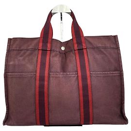 Borsa tote in tela vintage Hermès viola rossa