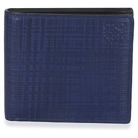 Loewe Blue Calfskin Linen Anagram Bifold Wallet