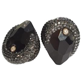 Swarovski Arty Doppelring aus Jet Black Kristall und Hämatit