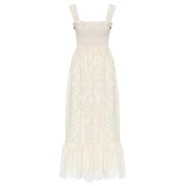 VESTIDO DE BORDADO INGLES CON BORDES FLORALES DOUBLE G GUCCI 744893