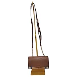 Bolsa crossbody/na corrente Burberry Henley House Check marrom/bege