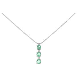 Autre Marque Collar de diamantes y esmeraldas en oro blanco Au750