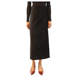 Alaïa Gonna midi in pile nera - taglia UK 8