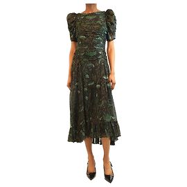 Ulla Johnson Vestido midi de chiffon Marte Rainforest - talla UK 6