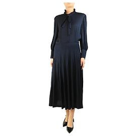 Saint Laurent Navy Hahnentritt Midi-Kleid - Größe UK 12