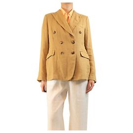 Autre Marque Beige Leinen-Doppelreiherjacke - Größe UK 12