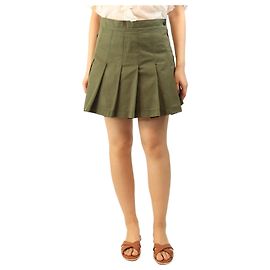 Valentino Falda mini plisada verde caqui - talla UK 10