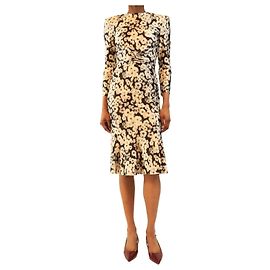 Philosophy Di Alberta Ferretti Weißes, floral gerafftes Midikleid - Größe UK 10