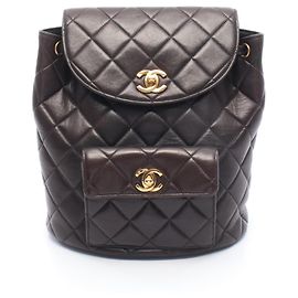Chanel Matelassé Rucksack aus schwarzem Lammleder