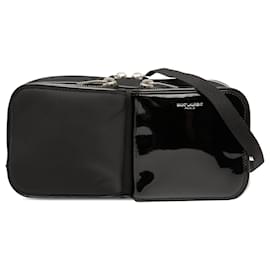 Borsa a tracolla in nylon nero e vernice Saint Laurent
