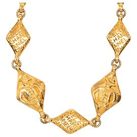 Collana a catena con logo placcato oro Chanel