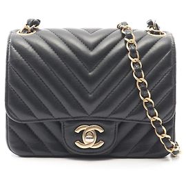 Borsa a spalla mini Chanel Chevron V-Stitch