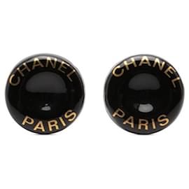Orecchini a clip in metallo smaltato nero e oro Chanel