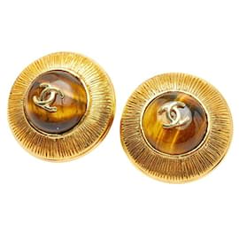 Boucles d'oreilles rondes à clip Coco Mark Vintage de Chanel