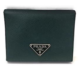 Carteira bi-fold Prada Saffiano verde