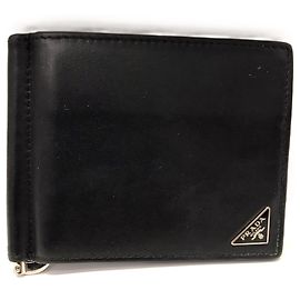 Prada Leather Money Clip Bi-fold Wallet