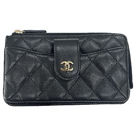 Pochette in pelle di vitello grana nera Chanel