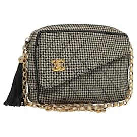 Borsa per fotocamera vintage Chanel in tela con tasca frontale