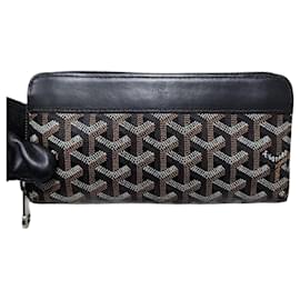 GOYARD Goyardine Matignon Zip Around GM Geldbörse Schwarz/Weiß