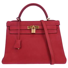 Hermès Hermes Kelly Red Togo con Gold Hardware 32