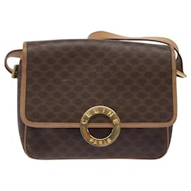 Céline Celine Vintage Macadam Circle Logo Canvas and Leather