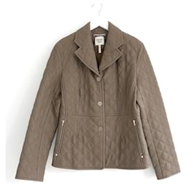Hermès Reitermantel aus Hirschleder, gesteppter Taupe