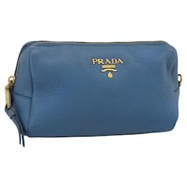 Prada Pochette in pelle blu oro Auth yk20280
