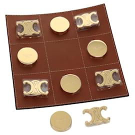CELINE Tic Tac Toe Board Game Domino metal Gold Tone Auth INZ045SM - Céline