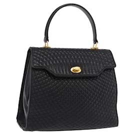 BALLY Borsa a mano in pelle nera e oro Auth YKZ1229
