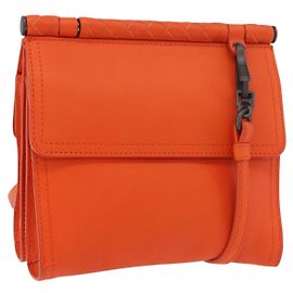 Borsa a Spalla in Pelle Intrecciato Bottega Veneta Arancione Auth 176058