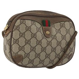 Borsa Sherry Line GG Supreme Web di GUCCI in PVC beige e oro 89 02 066 Auth YKZ1224A