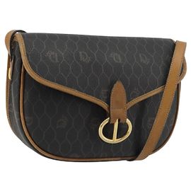 Borsa a Spalla in Tela Honeycomb PVC Nera e Dorata Christian Dior Auth 175786