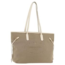 PRADA Tote Bag aus Canvas Beige Gold Auth ka4014 - Prada