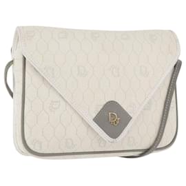 Bolso de hombro de lona de panal PVC blanco y dorado Christian Dior Auth ti3821