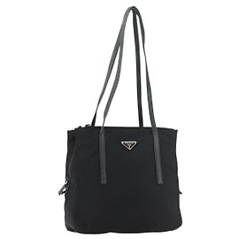 Borsa Tote Prada in nylon nero argento autentica 175704