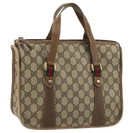 Borsa Gucci GG Supreme Web Sherry Line PVC Beige Oro 41 02 039 Auth YKZ1091