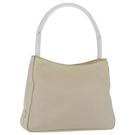 PRADA Borsa a mano in nylon avorio argento Auth 175397