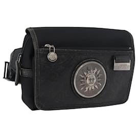Gürteltasche Gianni Versace aus schwarzem Nylon mit Silber Auth BA12122A