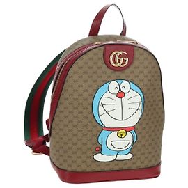 Gucci Doraemon Micro GG Supreme Rucksack aus PVC in Beige und Gold 647816 Auth YKZ1360M