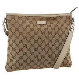 GUCCI GG Canvas Schultertasche Beige Gold 388924 Auth 175206