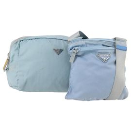Borsa a Spalla PRADA Nylon 2 Set Azzurro Chiaro Auth YKZ1188
