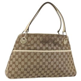 Borsa a mano GG Canvas Gucci Beige Oro 121023 Auth 175393