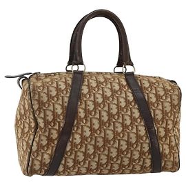 Borsa a mano in tela Trotter Christian Dior oro marrone Auth 175135